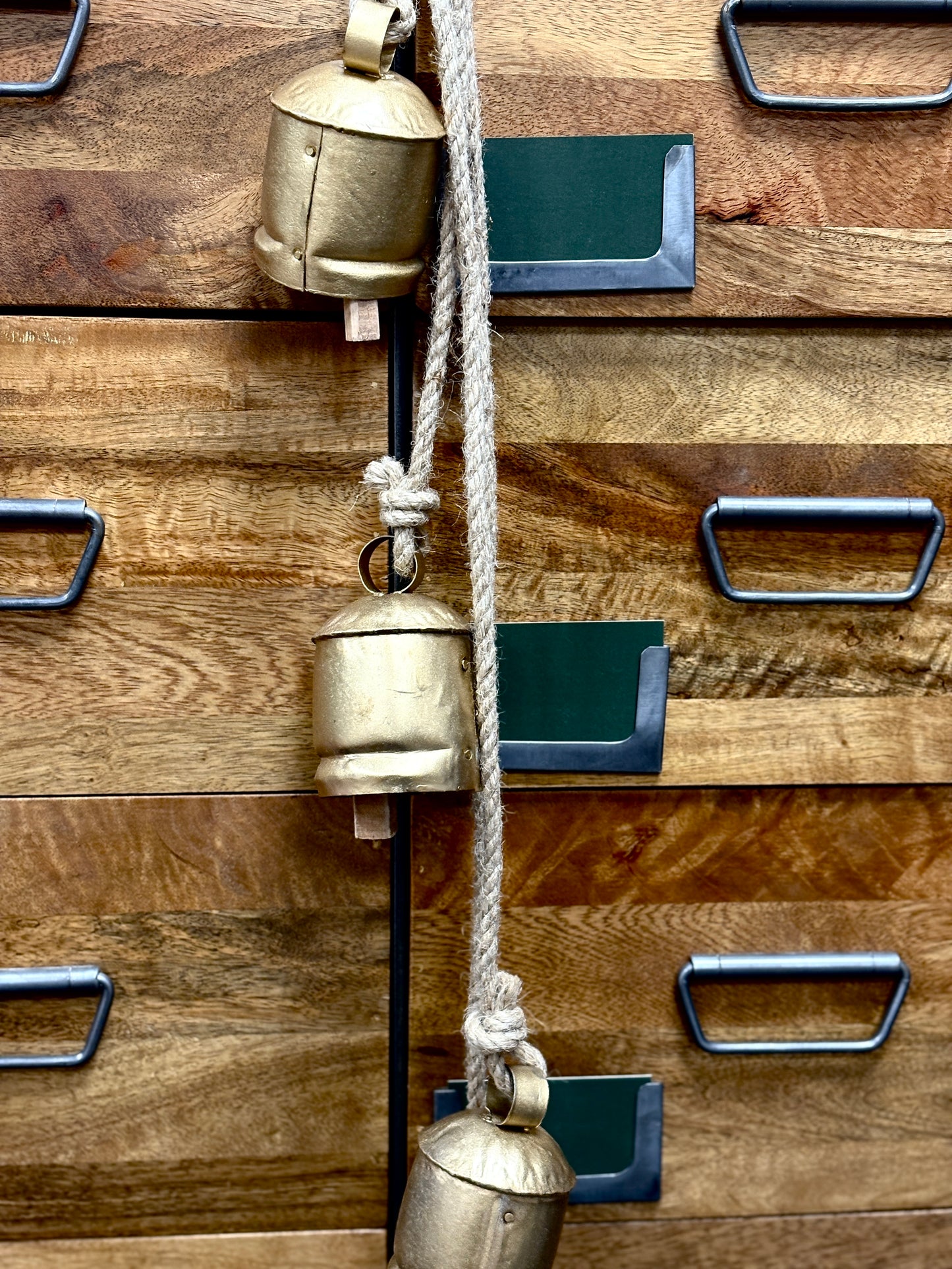 Vintage Bells On Rustic Rope