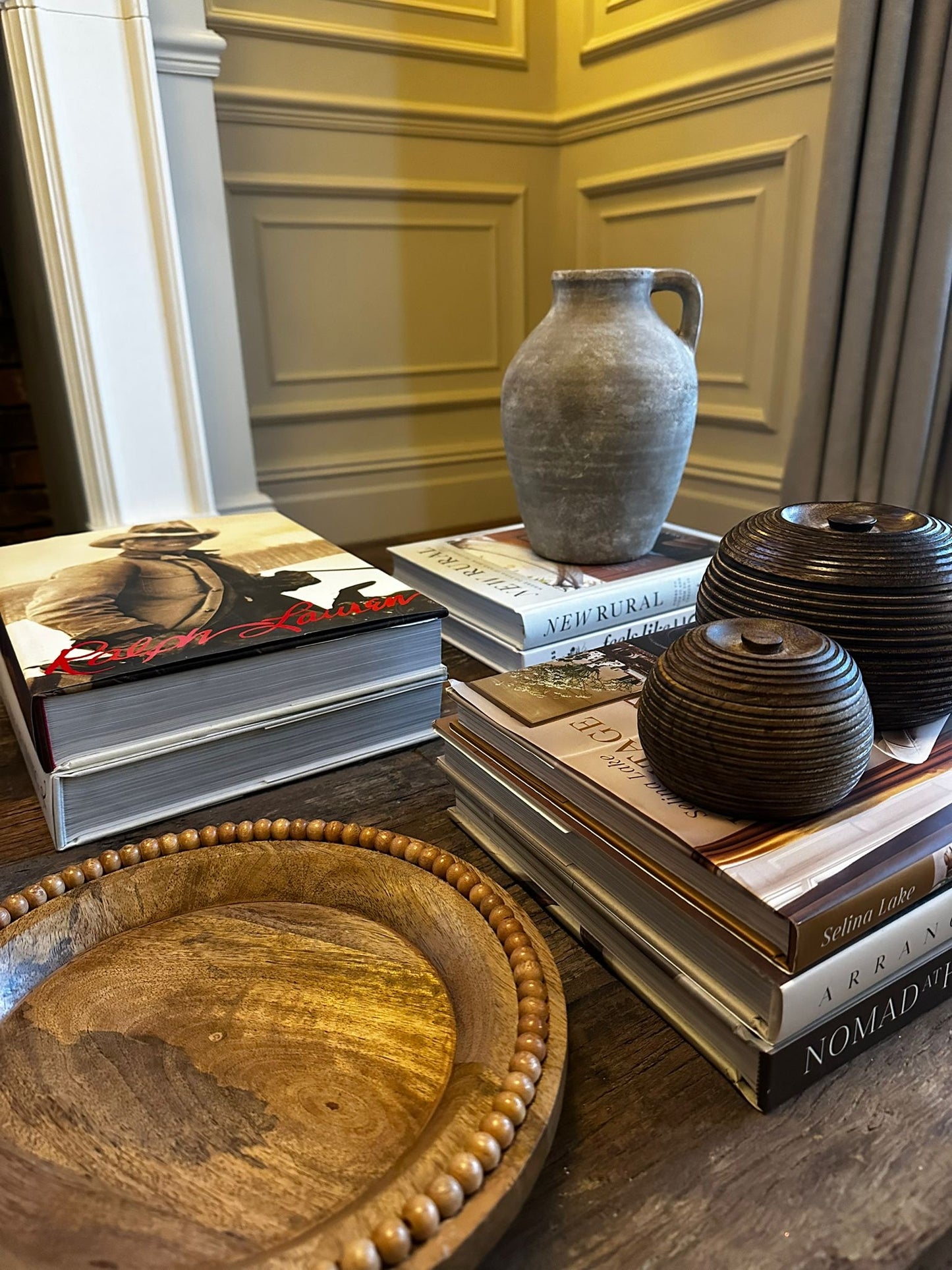 Natural Wood Beaded Plate | Luxury Home Decor