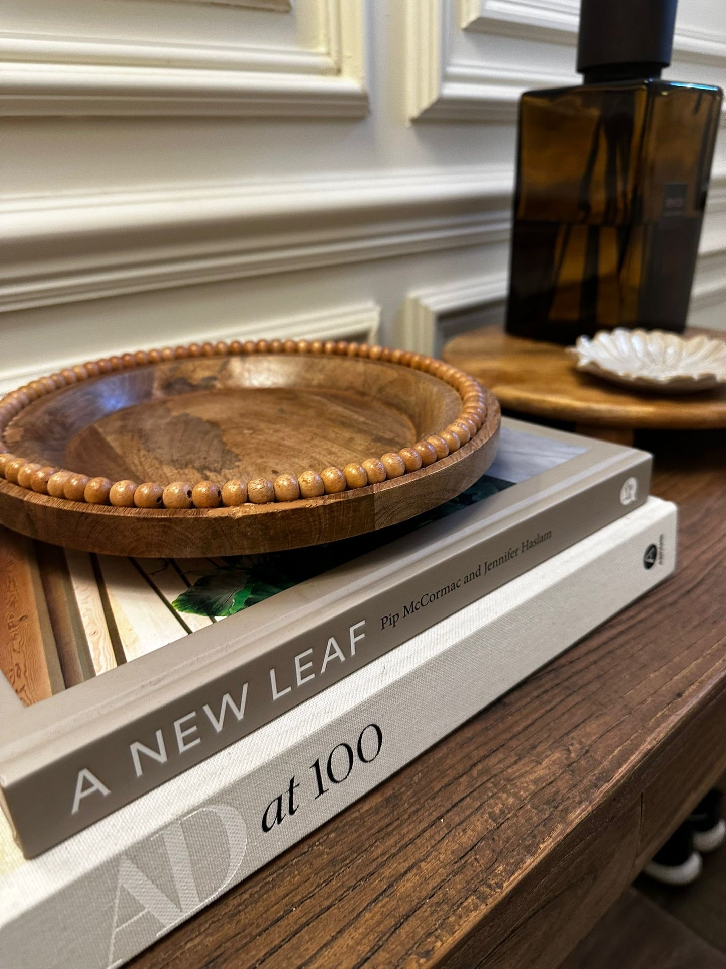 Natural Wood Beaded Plate | Luxury Home Decor