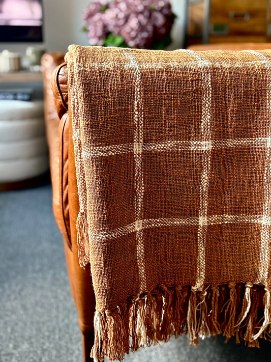 Rust Gingham Throw | Luxury Home Décor