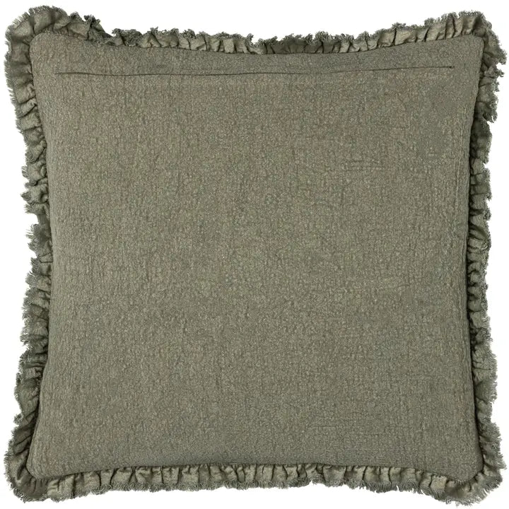 Moss Washed Cotton Velvet Cushion | Luxury Home Décor