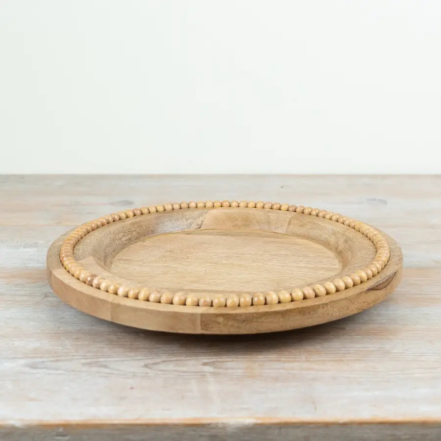 Natural Wood Beaded Plate | Luxury Home Decor