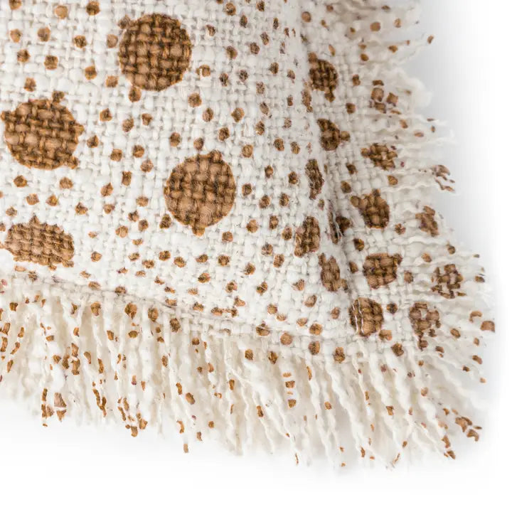 Woven Fringed Cotton Cushion in Yolk | Luxury Home Décor